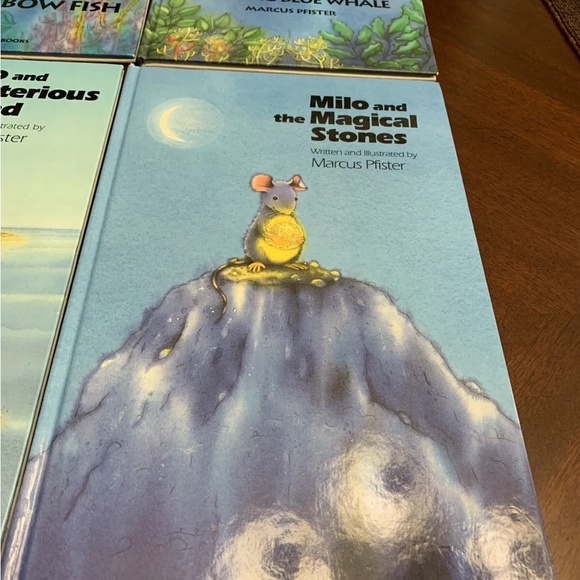 4 Hardcover Picture Books Marcus Pfister Rainbow Fish Whale Milo Stone Island - Picture 3 of 10
